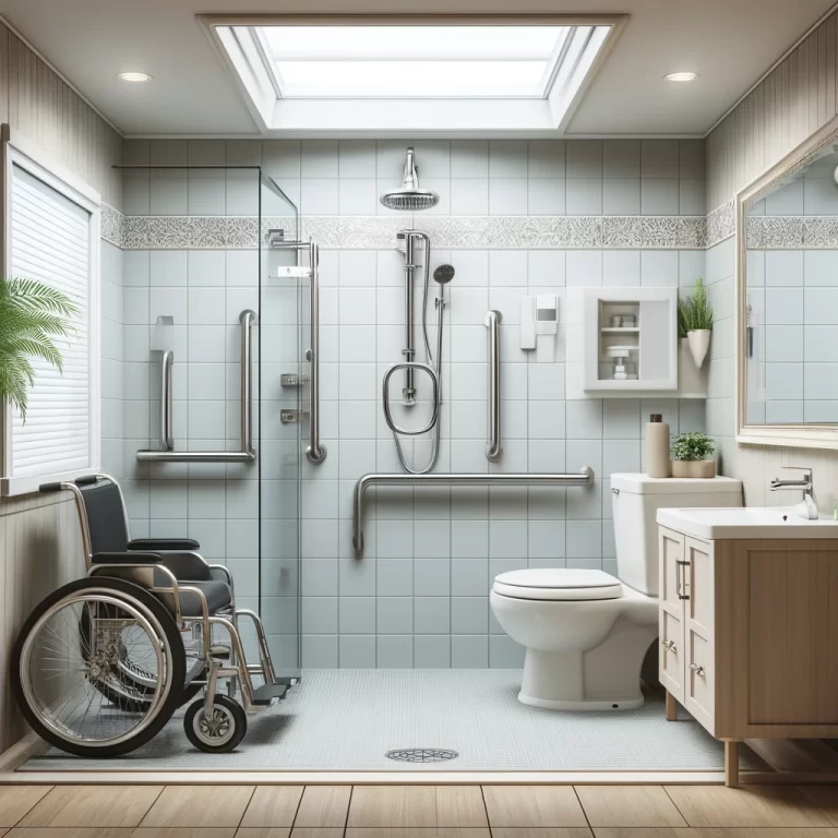 What does a handicap bathroom look like